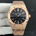 APS Swiss Replica Audemars Piguet Royal Oak Rose Gold Black Dial AP 15400 Watch